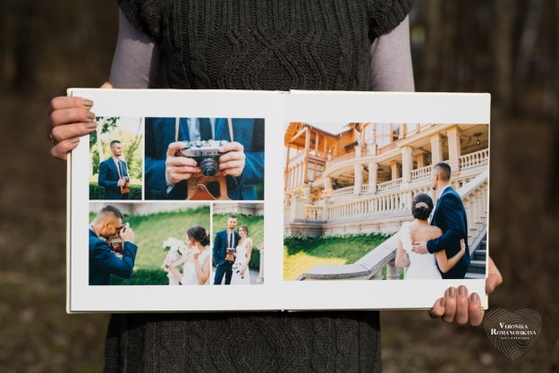 Фотокнига ручної роботи з персональним дизайном розворотів.